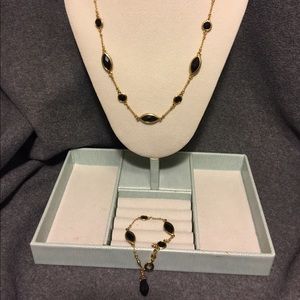 Vintage Monet black and gold necklace and bracelet